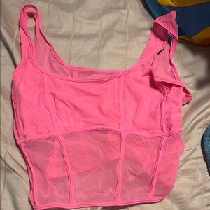 Pink Mesh Going Out Crop Top